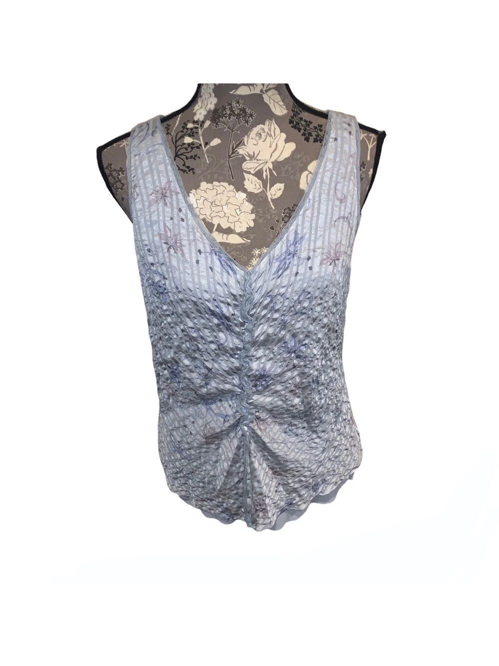 ARMANI COLLEZIONI Silk Sleeveless Blouse Light Blue size 14